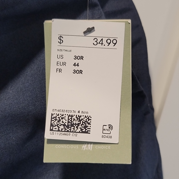 NWT H&M Navy Blue Skinny Stretch Dress Pants | Size 30R - Picture 5 of 8